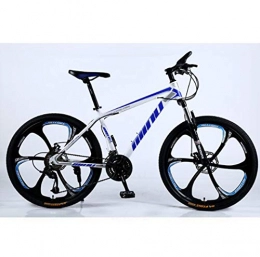 Tochange vélo VTT Adulte Hommes vélo 26 Pouces en Alliage d'aluminium Hors Route Vélo 6 Roues Spoke Pleine Suspension Vélos Vitesse de Montagne Double Disque de Frein, White Blue, 30 Speed