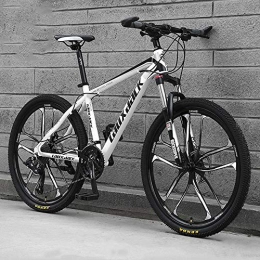 JUZSZB vélo VTT pour Adultes, Vélo de montagne en alliage d'aluminium de 26 pouces avec 30 vitesses et absorption des chocs hors route blanc noir 30 vitesses