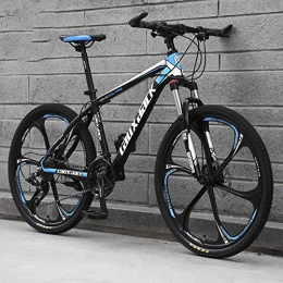 JUZSZB vélo VTT pour Adultes, Vélo de montagne en alliage d'aluminium de 26 pouces avec 30 vitesses et absorption des chocs hors route Bleu noir B