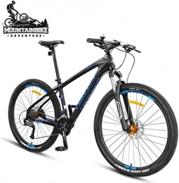 baozge Vélos de montagnes VTT semi-rigide 27 5 pouces 27 vitesses vélo de montagne avec suspension avant double frein à disque hydraulique pour hommes femmes adultes vélo de montagne alpin cadre en fibre de carbone bleu-Bleu