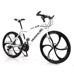 JLFSDB vélo VTT Vélo de Montagne Mountain Bike 26" Mountain Bicycles Ravine en acier au carbone vélo avec roue Unicité Suspension double disque de frein avant 21 24 27 vitesses ( Color : White , Size : 27 Speed )