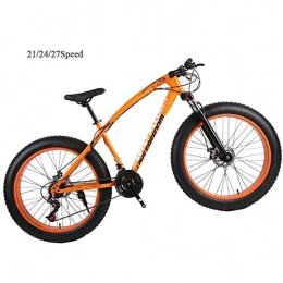LHQ vélo VTT, vélo pliant unisexe 4, 0 Fat Tire VTT à haut carbone Cadre en acier VTT Vélos d'exercice amortissant les chocs Vélo de route de vélo unisexe Étudiant extérieur ( Color : Orange , Size : 24Speed )