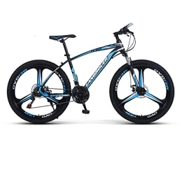 TAURU Vélos de montagnes VTT à roue épaisse de 61 cm, vélo à 24 vitesses, vélo de trail pour adulte, pneu épais, cadre en acier à haute teneur en carbone, double suspension complète et double frein à disque (noir bleu)
