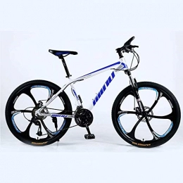 ZXM Vélos de montagnes Vélo de Montagne Country 24 / 26 Pouces avec Double Frein à Disque, VTT Adulte, vélo de Montagne Hardtail avec siège réglable, Cadre en Acier au Carbone épaissi, Blanc Bleu