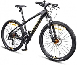YANQ vélo Vélo de montagne des adultes, 27, 5 pouces pneus suspension vélo complet, cadres de carbone, VTT lumière, or, 30 vitesse, Or, 27 vitesses