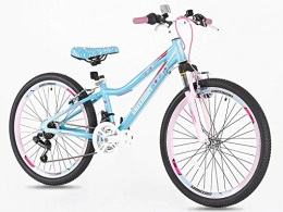 Girl MTB Vélos de montagnes Vélo de montagne hardtail pour fille 24 pouces en alliage, poids léger, à suspension (bleu)
