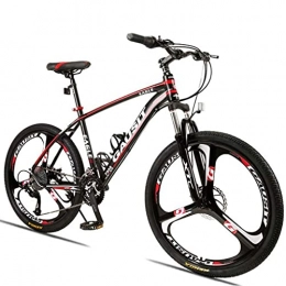 LLKK Vélos de montagnes Vélo de montagne pour adulte et adulte - 66 cm - 27 / 30 vitesses - Cadre en alliage d'aluminium léger - Frein à disque à suspension avant - Noir / rouge - Pour femme et homme