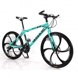 LLKK vélo Vélo de montagne pour adultes et hommes - VTT de 66 cm - En acier au carbone - Avec roue unique - Double frein à disque - Suspension avant - Pour femme et homme