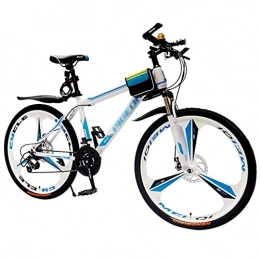 LLKK vélo Vélo de montagne unisexe pour adulte et jeune - VTT de 66 cm - 21 vitesses - Double frein à disque - Suspension avant - Cadre en acier carbone - Roue unique
