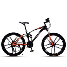 SHANRENSAN vélo Vélo de montagne - Vélo de cross-country - 21 / 24 vitesses - Double disque - VTT double choc - 2426 pouces - Pour garçons et filles - Noir et orange - 10 rayons - 24 vitesses