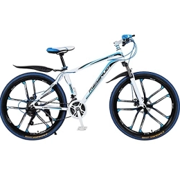 PBTRM Vélos de montagnes Vélo Montagne 26 Pouces 27 Vitesses Bikes VTT pour Hommes Et Femmes, Vélo avec Double Frein Disque Et Cadre en Alliage D'aluminium, Fourche Suspension, Bleu