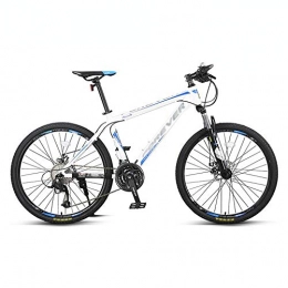Yuxiaoo Vélos de montagnes Vélo, VTT 27 vitesses, vélo tout-terrain à amortisseur, avec cadre en acier à haute teneur en carbone, pour adultes et adolescents, facile à installer, antidérapant, frein à double disque / bleu