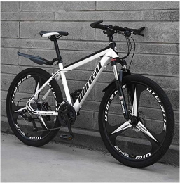 PUOK Vélos de montagnes Vélo VTT pour Homme 66 cm Semi-Rigide en Acier à Haute Teneur en Carbone Siège Réglable 21 Vitesses 3 Rayons - Blanc