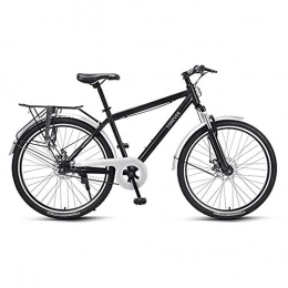 Yuxiaoo Vélos de montagnes Vélo, VTT, vélo de banlieue à une vitesse, cadre en acier à haute teneur en carbone, frein à double disque, pour adultes et adolescents, pas facile à déformer, avec étagère arrière / Noir / 170x
