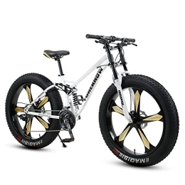 FAXIOAWA Vélos de montagnes Vélos de montagne à roues épaisses de 26 x 4, 0 pouces, vélo de montagne pour gros pneus pour adultes, vélo à 7 / 21 / 24 / 27 / 30 vitesses, cadre en acier à haute teneur en carbone, vélo à double suspensio