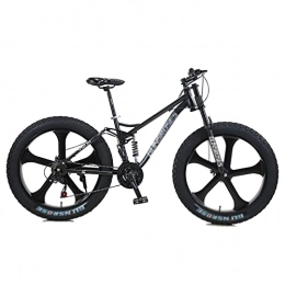 WANYE vélo WANYE Big Fat Tire Mountain Bike Hommes Vélo 26 dans Cadre en Acier À Haute Teneur en Carbone Vélo De Route Extérieur 7 Vitesses Pleine Suspension VTT Black-5 Spoke Wheel
