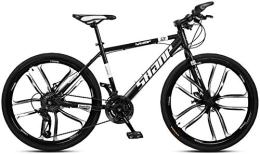WEN vélo WEN 24 Pouces Mountain Bikes, Double Disque de Frein VTT Hardtail, Hommes Femmes Haute teneur en Carbone en Acier Tout Terrain Alpin Vélos (Color : 24 Speed, Size : Black 10 Spoke)