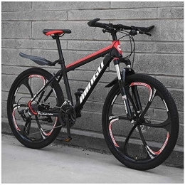 WEN vélo WEN 26 Pouces VTT for Hommes, Haute teneur en Carbone en Acier Hardtail VTT, Vélo de Montagne avec Suspension Avant Siège réglable (Color : 21 Speed, Size : Black Red 6 Spoke)