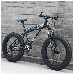 WEN vélo WEN Adulte Mountain Bikes, Garçons Filles Fat Tire Mountain Trail Bike, Double Frein à Disque VTT Semi-Rigide, Cadre en Acier Haute teneur en Carbone, Vélo (Color : Blue C, Size : 24 inch 21 Speed)