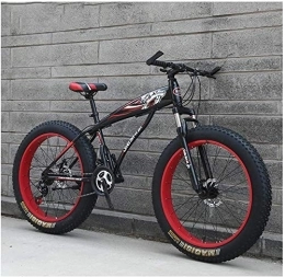 WEN vélo WEN Adulte Mountain Bikes, Garçons Filles Fat Tire Mountain Trail Bike, Double Frein à Disque VTT Semi-Rigide, Cadre en Acier Haute teneur en Carbone, Vélo (Color : Red a, Size : 24 inch 21 Speed)