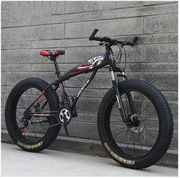 WEN vélo WEN Adulte Mountain Bikes, Garçons Filles Fat Tire Mountain Trail Bike, Double Frein à Disque VTT Semi-Rigide, Cadre en Acier Haute teneur en Carbone, Vélo (Color : Red B, Size : 24 inch 21 Speed)