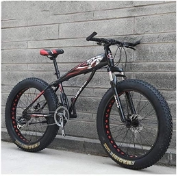 WEN vélo WEN Adulte Mountain Bikes, Garçons Filles Fat Tire Mountain Trail Bike, Double Frein à Disque VTT Semi-Rigide, Cadre en Acier Haute teneur en Carbone, Vélo (Color : Red C, Size : 24 inch 27 Speed)