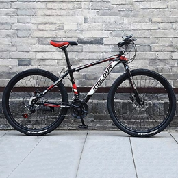 WSZGR vélo WSZGR Bike avec Réglable Mousse De Mémoire Siège, Hommes's Vélo VTT, Haute-Acier De Carbone Hardtail Vélo De Montagne Noir Et Rouge 26" 24-Vitesse