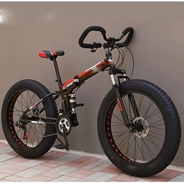 YXGLL Vélos de montagnes YXGLL Vélo de Neige Adulte Pliant de 26 Pouces pneus Ultra-Larges 4.0 vélo de Route de Plage Tout-Terrain de Montagne à Vitesse Variable (Red 30)