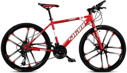 ZYLE vélo ZYLE 24 Pouces Mountain Bikes, Double Disque de Frein VTT Hardtail, Hommes Femmes Haute teneur en Carbone en Acier Tout Terrain Alpin Vélos (Color : 27 Speed, Size : Red 10 Spoke)