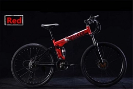 A&ZMYOU VTT/vélo Pliant 27 (24) (21) Vitesse de 26 Pouces / 700cc Unisexe Adulte/Hommes/Enfant Unisexe EF-Shimano 51-8 Frein à Disque (Color : Rouge, Taille : Spoke wheel-24)