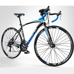 AP.DISHU vélo AP.DISHU 700C Racing Bike High Carbon Steel Road Bike Adult 21 / 27 Speed Dual Disc Brake Ultralight Road Bicycle Men's City Bike, Black Blue, 21 Speed
