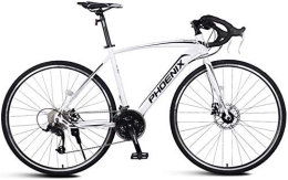 AYHa vélo AYHa Adulte Route, Hommes Vélo de course avec double disque de frein, cadre en acier au carbone à haute route Vélo, Utilitaire vélo, blanc, 27 Vitesse