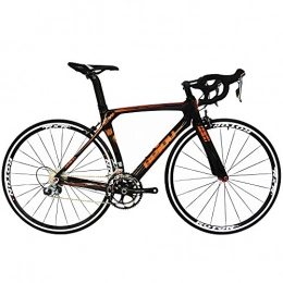 BEIOU vélo BEIOU® 2016 700C Route Shimano 105 Bike 5800 11S Vélo de Course T800-M40 en Fibre de Carbone Aero Cadre 18.3lbs Ultra-légers CB013A-2 (Noir Brillant et Orange, 520mm)