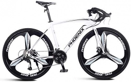 Bike vélo BIKE Vélo vélo adulte vélo de route, double frein à disque hommes 'S Racing cadre en acier à haute teneur en carbone ville vélo polyvalent, blanc, 27 vitesses 3 rayons