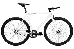 FabricBike Vélos de routes FabricBike Original Pro - Vélo Fixie Noir, Fixed Gear, Single Speed, Cadre Hi-Ten Acier, 10Kg… (Pro White & Matte Black, L-58cm)