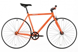 FabricBike Vélos de routes FabricBike- Vlo Fixie Orange, Fixed Gear, Single Speed, Cadre Hi-Ten Acier, 10Kg (Orange & White, S-49)