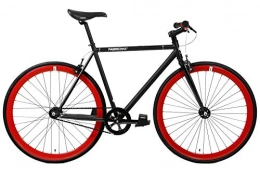 FabricBike Vélos de routes FabricBike- Vélo Fixie Noir, Fixed Gear, Single Speed, Cadre Hi-Ten Acier, 10Kg (L-58, Matte Black & Red 2.0)