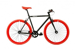 FabricBike vélo FabricBike- Vélo Fixie Noir, Fixed Gear, Single Speed, Cadre Hi-Ten Acier, 10Kg (L-58, Matte Black & Red 2.0)