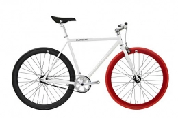 FabricBike Vélos de routes FabricBike- Vélo Fixie Noir, Fixed Gear, Single Speed, Cadre Hi-Ten Acier, 10Kg (L-58, White & Black & Red)