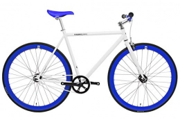 FabricBike Vélos de routes FabricBike- Vélo Fixie Noir, Fixed Gear, Single Speed, Cadre Hi-Ten Acier, 10Kg (L-58, White & Blue)