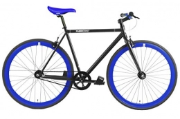 FabricBike vélo FabricBike- Vélo Fixie Noir, Fixed Gear, Single Speed, Cadre Hi-Ten Acier, 10Kg (S-49, Matte Black & Blue)