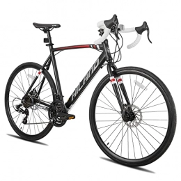 Hiland vélo Hiland Vélo de Course 700C 53 cm Cadre en Aluminium avec Shimano 21 Vitesses Road Bikes avec Frein à Disque pour Homme et Femme Noir