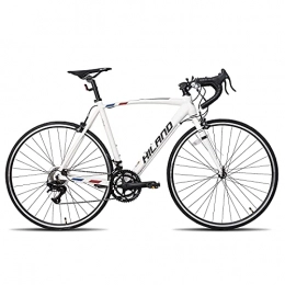 Hiland vélo Hiland Vélo de Course 700c Racing Bike City - Vélo de Ville avec 14 Vitesses - Transmission 60 cm - Blanc