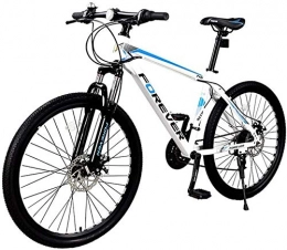QUETAZHI vélo QUETAZHI Mountain Bike 24 Vitesse, 26 Pouces Armature en Acier Haute teneur en Carbone à Double Disque Double Suspension vélo, Le VTT Pneu, Noir Orange / Blanc Bleu QU604 (Color : White Blue)
