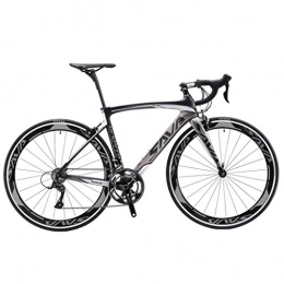 SAVA vélo SAVA Vélo de Route de Fibre de Carbone 700C Shimano 3000 18-Vitesses Système Vélo Ultraléger (Noir & Gris, 440mm)