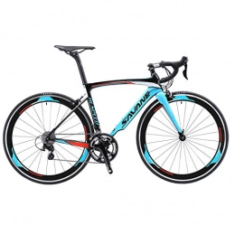 SAVADECK vélo SAVA Vélo de Route de T800 Fibre de Carbone 700C Shimano 105 5800 22 Vitesses Système (Noir Blanc Bleu, 48cm)