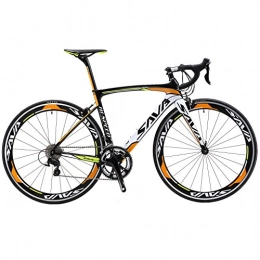 SAVADECK vélo Savadeck Warwind 3.0 700 C Vélo de route T700 Fibre de carbone Cadre de vélo de vélo avec Shimano 3000 Système de dérailleur 18 vitesses 50 cm Orange