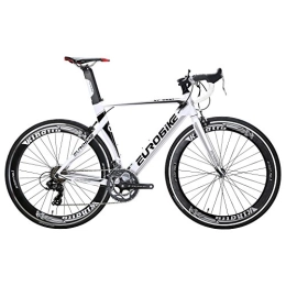 EUROBIKE vélo SD XC7000 Vélo de route léger pour adulte - Cadre en aluminium - 54 cm - 700 C (Blanc)