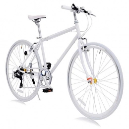 Shiyajun Vélo de Ville à Vitesse Variable à poignée Plate, vélo de Route léger, vélo Adulte à Cadre en Acier rétro-7 Vitesses-5