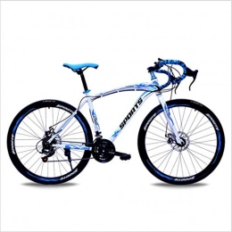 HCMNME vélo Vélo de montagne, Vélo de 26 pouces Variable Variable Vitesse Vitesse Double disque Freins de course Vélo 40 Roues Cutter Cadre en alliage avec freins à disque ( Color : White blue , Size : 24 speed )
